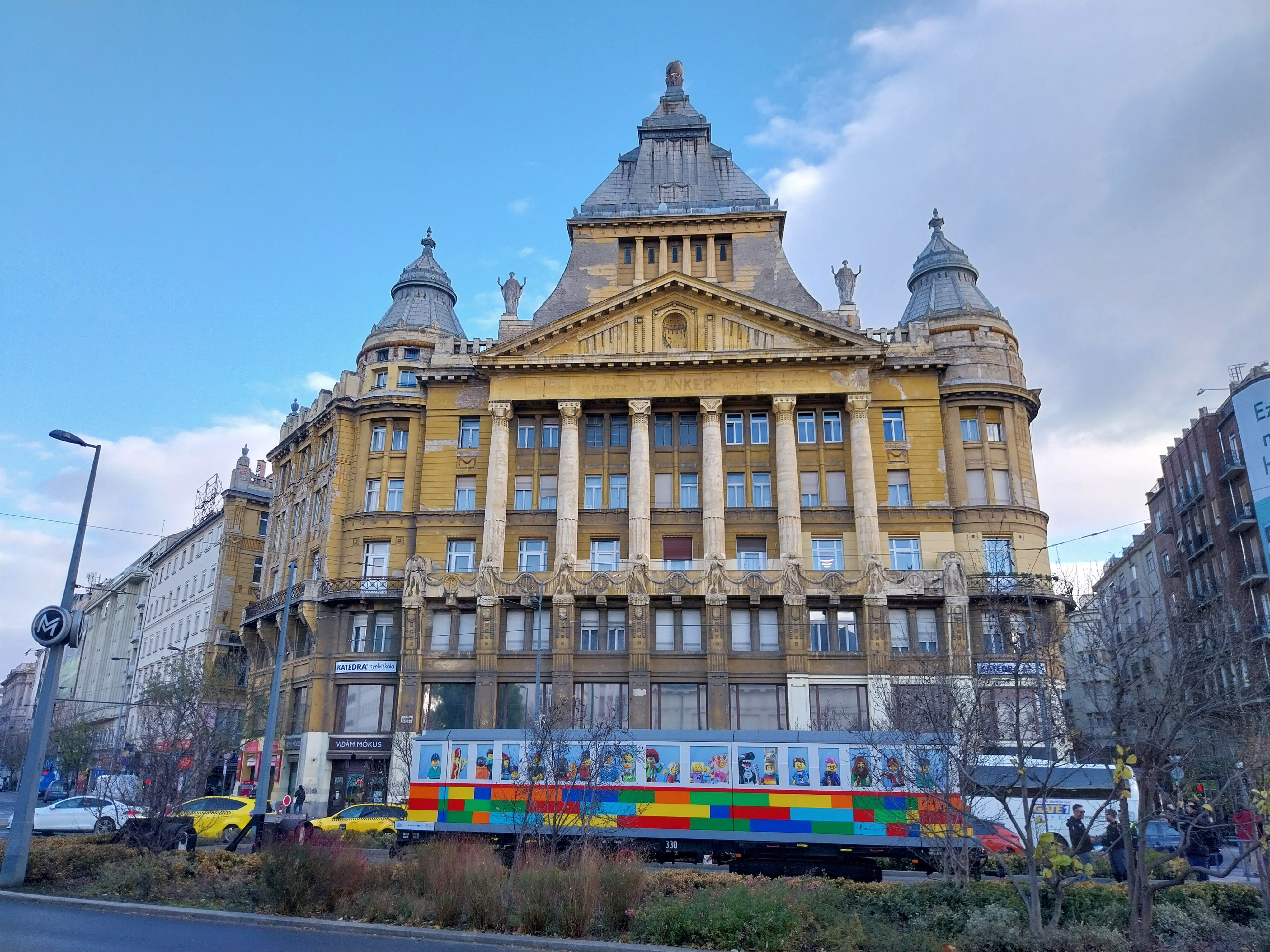 LEGO tram in fron of Budapest's Anker House